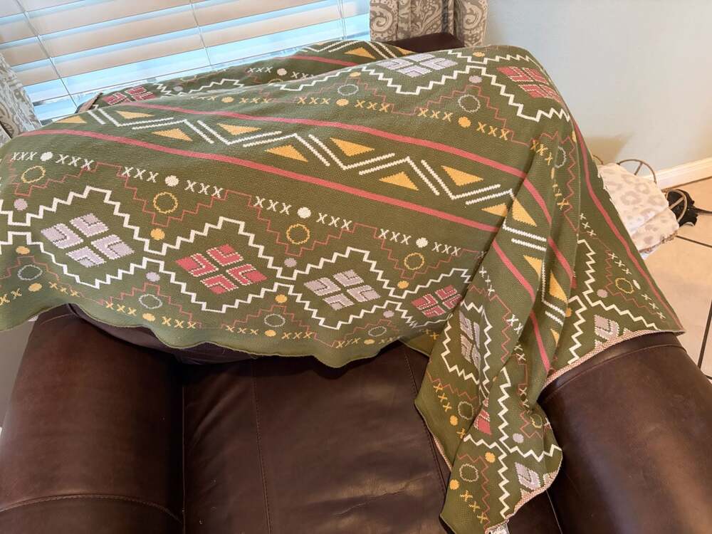 Myra Bag Green Southwestern Aztec Geometric Cotton Knit Throw Blanket 50x60